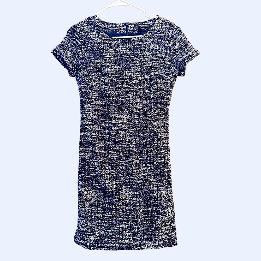 Banana Republic Blue & White Mini Crew Neck‎ Short Sleeve Dress Sz 2